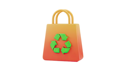 Recycling shopping bag icon with gradient color on transparent background