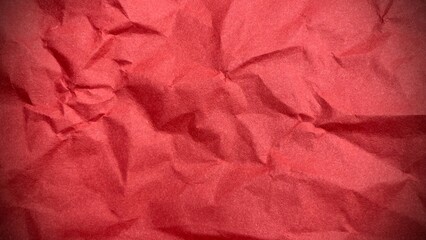 textured surface crumpled red paper. wrinkled paper texture background, Red recycled paper texture. Bright red crumpled paper background
