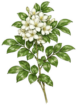 Murraya paniculata illustration art