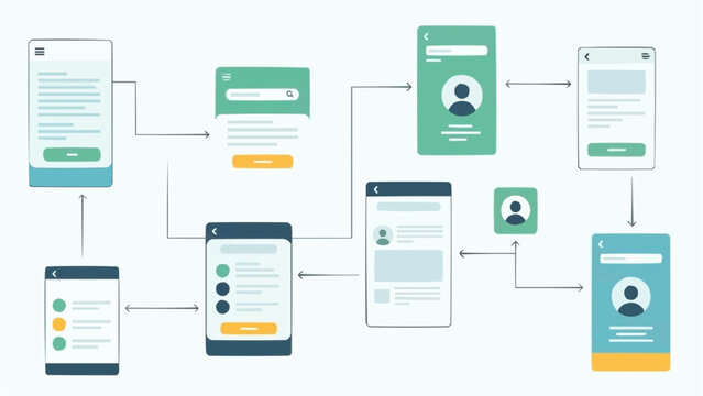 User Interface Flowchart Depicting Mobile App Development Process.