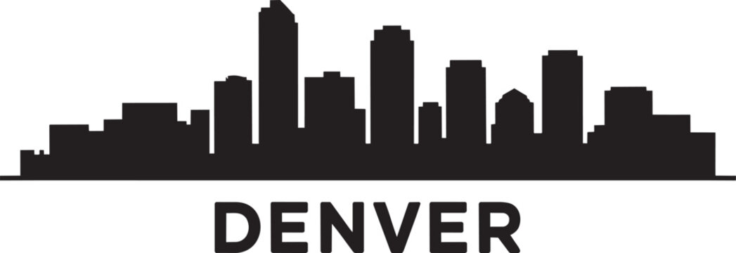 Denver city skyline silhouette black color with editable background vector illustration design