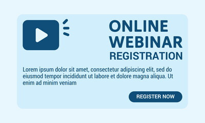 Obraz premium Online Webinar Registration Banner Modern Blue Video Icon Vector