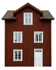 Traditional Swedish red wooden townhouse