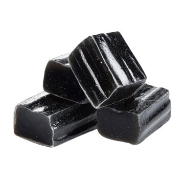 Liquorice candy bricks isolated on white or transparent png