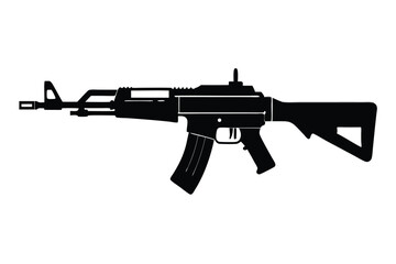 assault rifle silhouette line art vector illustration