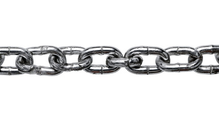 Obraz premium Metal chain linking together, symbolizing connection, strength, security, and unity. Isolated on a transparent background