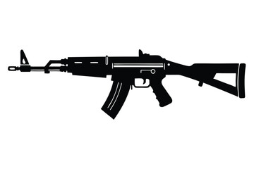 assault rifle silhouette line art vector illustration