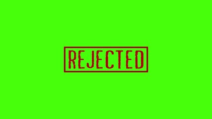 rejected Stamp Animation isolated on green backgroud. rejected rubber stamp mark with red ink on green Background. 4k video.