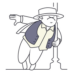 Drunk man staggering on street.