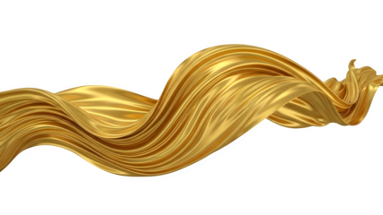 Golden fabric flowing dramatically on black background