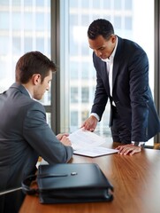 Business Meeting: Advisor Presents Documents to Client