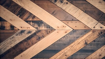 Chevron reclaimed wood plank pattern
