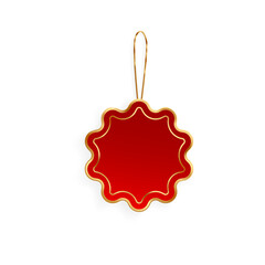Red star-shaped christmas ornament isolated on transparent background