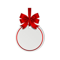 Red bow on white wreath isolated on transparent background