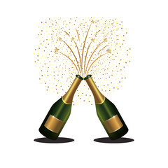 Celebratory champagne toast isolated on transparent background