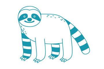 Fototapeta premium Adorable sloth with stripes standing confidently in the looks peaceful and simple