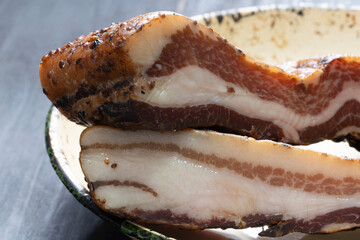 rustic traditional dry cured smoked artisan gourmet bacon
