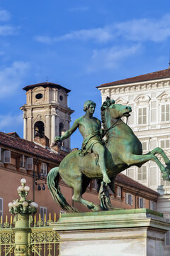 Statue in front of the royal palace in Turin, Italy