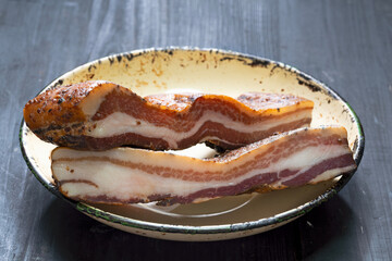 rustic traditional dry cured smoked artisan gourmet bacon