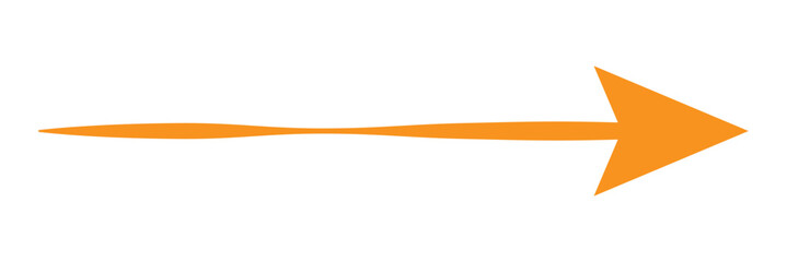 Obraz premium Thin orange arrow pointing right isolated on white background