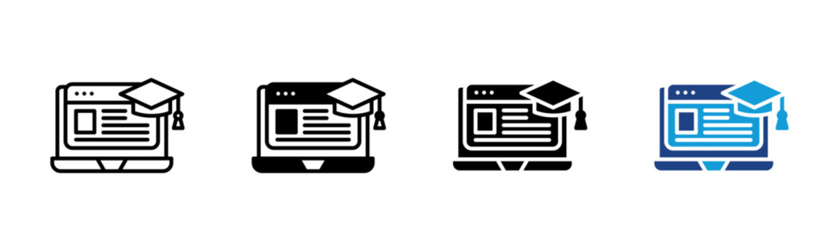E-Learning icon set multiple style collection
