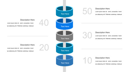 Vertical Timeline Infographic with 3D Cylinders for Process Flow