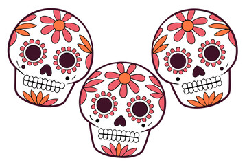 Decorated Mexican Sugar Skulls Dia De Muertos Vector Collection