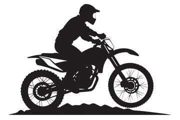 Motocross Rider Silhouette Performing Dirt Bike Action