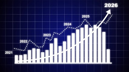 Business growth concept in allusive graph chart showing marketing sales profit increasing to future target . Excellent financial status of corporate business rise up by yearly. target business graph
