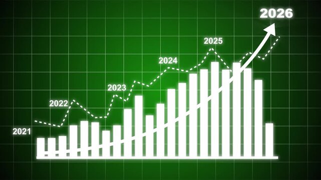 Business growth concept in allusive graph chart showing marketing sales profit increasing to future target . Excellent financial status of corporate business rise up by yearly. target business graph