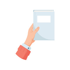 Hand Holding Book Flat Vector Illustration Isolated on White Background