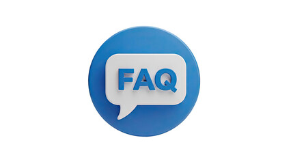 3D FAQ icon with speech bubble on transparent background