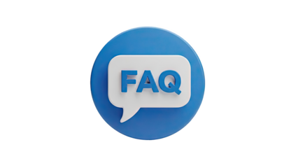 3D FAQ icon with speech bubble on transparent background