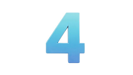 Obraz premium Number 4 with blue gradient transparent background