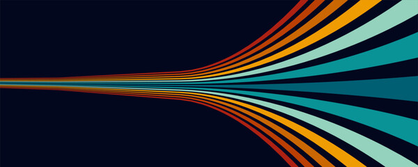 Abstract background of rainbow groovy Wavy Line design in 1970s Hippie Retro style. Vector pattern ready to use for cloth, textile, wrap and other.