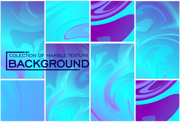 ​A stunning collection of liquid marble backgrounds featuring vibrant blue and purple gradients with elegant, fluid swirls and artistic waves