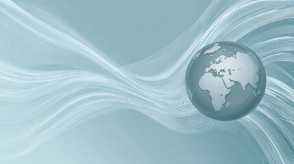 Globe with flow lines, abstract background, illustrating global connection or data movement, digital design