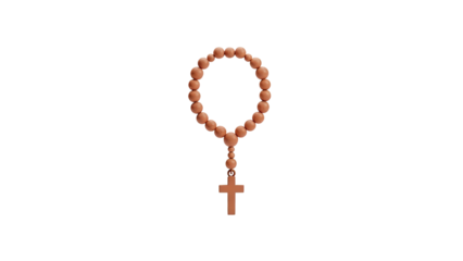 3D Rosary Beads with Cross on transparent background
