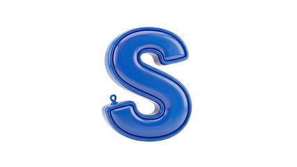 Naklejka premium 3D Blue letter S shape balloon ornament on transparent background