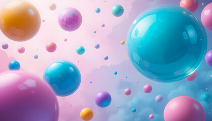 a structure of round shapes of various shapes and colors in the background