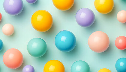 a structure of round shapes of various shapes and colors in the background