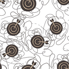 Seamless pattern with arrow in target in hand drawn style.Element for decoration design print background backdrop wrapping wallpaper banner textile