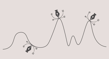 diagram of team work in hand drawn style in vector. Element for poster sticker design decoration postcards prints