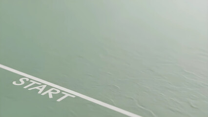 【3Dクレイアート】スタートラインと広大な余白　新しい挑戦と始まりを象徴するビジネス背景素材　手作り粘土風　準備完了やプロジェクト開始のイメージ