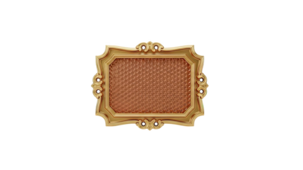 Ornate Golden Frame with Hexagonal Textured Insert on transparent background