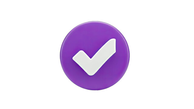 3D Purple checkmark icon with transparent background