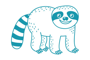 Cheerful teal lemur is standing with stripes, dots, and happy face © Shipon