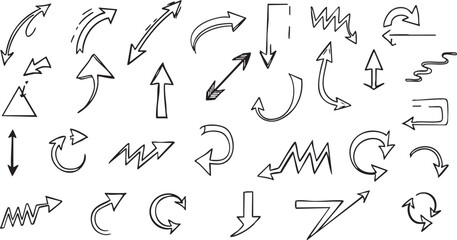 Collection of hand-drawn doodle arrows pointing in various directions and styles.