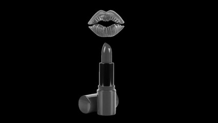 Vibrant red lipstick with lips isolated on transparent background