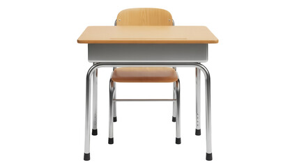 School desk and chair PNG isolated on transparent background, classroom furniture for students and education © Claudia